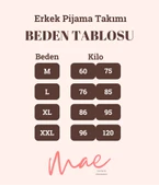 Erkek Kısa Kol Üst Bordo-Siyah Alt Siyah Gömlek Pijama Takımı - 4