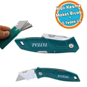 Maket Bıçağı Falçata Halı Kesme Çok Amaçlı Katlanabilir 10 Adet Yedek Bıçaklar Alçıpan Kesim - 1