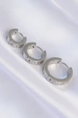 316L Çelik Gümüş Renk Model 3lü Halka Küpe - TJ-BKP9010 - 1