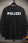 Unisex Polizei Baskılı Bisiklet Yaka Sweatshirt - 1
