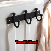 Metal Siyah 3'lü Birleşik Portmanto Vestiyer Duvar Monteli Dolap Askılığı Vidalı Elbise Asma 1 Adet thumbnail 3