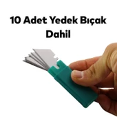 Maket Bıçağı Falçata Halı Kesme Çok Amaçlı Katlanabilir 10 Adet Yedek Bıçaklar Alçıpan Kesim - 4