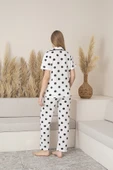 Kadın Kısa Kol Siyah Puanlı Gömlek Pijama Takımı - 3
