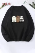 Unisex Kafadar Ayılar Baskılı Bisiklet Yaka Sweatshirt thumbnail 1