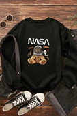 Unisex Nasa Baskılı Bisiklet Yaka Sweatshirt - 1