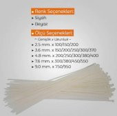 Çetsan 3,6x370 Beyaz 37cm Kablo Bağı Plastik Cırt Kelepçe Toplayıcı-100 Adet - 5