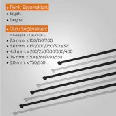 Çetsan 4,8x380 Beyaz 38cm Kablo Bağı Plastik Cırt Kelepçe Toplayıcı-100 Adet - 3