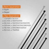 Çetsan 4,8x380 Beyaz 38cm Kablo Bağı Plastik Cırt Kelepçe Toplayıcı-100 Adet - 4