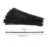 Çetsan 3,6x250 Siyah 25cm Kablo Bağı Plastik Cırt Kelepçe Toplayıcı-100 Adet - 2