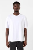 Beyaz Erkek Oversize Basic Tshirt - 1