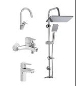 Artema Win S Banyo Bataryası + Lavabo Bataryası + Eviye Bataryası + Duxxa Mirage Tepe Duş Seti - 1