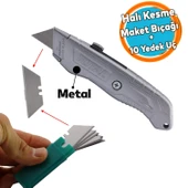 Maket Bıçak Halı Bıçağı Çok Amaçlı Metal Maket Bıçağı Küçük Değiştirilebilir 10 Adet Yedek Bıçak - 1