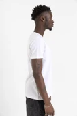 Beyaz Erkek Basic Bisikletyaka Tshirt - 6