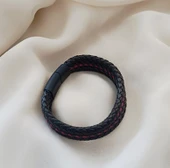 Bileklik Hakiki Deri Örgü Unisex 20 cm Bilezik Takı Aksesuar thumbnail 3