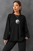 Unisex Yin & Yang Bisiklet Yaka Sweatshirt - 2