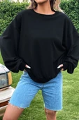 Unisex Drawing Butterflies Baskılı Bisiklet Yaka Sweatshirt - 2
