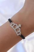 Gümüş Renk Zirkon Taşlı Taç Figür Makrome Bileklik - TJ-BB6215 - 1