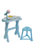 Rennes NP-900BL 24 Tuşlu Elektronik Mavi Çocuk Piyanosu Mikrofon Tabure Full Set (Işıklı Öğretici Mod) - 1