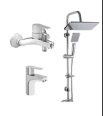 Artema Win S Banyo Bataryası + Lavabo Bataryası + Duxxa Mirage Tepe Duş Seti - 1