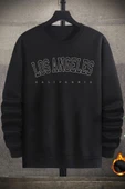 Unisex Los Angles Baskılı Bisiklet Yaka Sweatshirt - 1