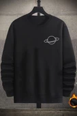 Unisex Saturn Baskılı Bisiklet Yaka Sweatshirt thumbnail 1