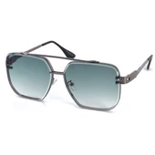 Di Caprio DC3064WGR Su Yeşili Büyük Metal Kare Pilot Model Erkek Güneş Gözlüğü - 1