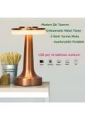 Anaway Masa Lambası   Şarjlı Dekoratif Dokunmatik Metal 3 Renk Mod Dim Edilebilir - 1