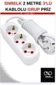 SNRELK 2 METRE 3'LÜ CCA KABLOLU DÜZ TOPRAKLI FİŞLİ GRUP PRİZ - 3