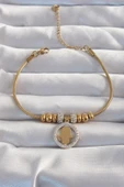 316L Çelik Gold Renk Zirkon Taş Aksesuarlı Fatma Ana Eli Bileklik - TJ-BB6233 - 1