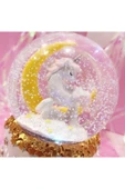 Little Star Yarım Ay Unicorn Renk Değiştiren Işıklı Müzikli Kar Taneli Orta Boy Kar Küresi - 4