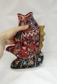 Çini Geleneksel Desenli Seramik Vazo Balık Çiçek Biblo Çini Seramik Dekoratif Obje - 2
