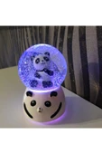 Büyük Boy Romantik Sevimli Panda Işıklı Püskürtmeli Otomatik Kar Küresi Ve Müzik Kutusu - 5
