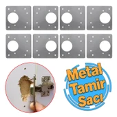 Dolap Kapak Taş Menteşe Tamir Sacı Nobel Pratik Onarım Kiti Yuva Saçı Tablası 8x8.5 cm 8 Adet - 1