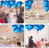 Metalize Parlak Mavi Kalp Şekilli Uçan Balon Folyo 18 İnç 45 Cm 25 Adet - 2