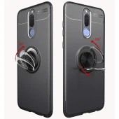 Huawei Mate 10 Lite Kılıf Yüzüklü Standlı Tam koruma Silikon - 8