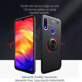 Xiaomi Redmi Note 7 Kılıf Yüzüklü Standlı Tam koruma Silikon - 10