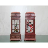 Telefon Kulübesi Tasarımı Yılbaşı Temalı Işıklı Müzikli Kar Küresi Alk3209 - 1