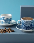English Home Zebra Porselen 2'li Kahve Fincan Takımı 80 ml Lacivert - 1