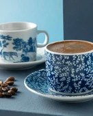 English Home Zebra Porselen 2'li Kahve Fincan Takımı 80 ml Lacivert - 2