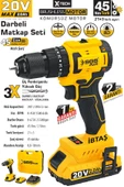SGS5530 - 20 Volt 2 Amper 45 Nm Tork Akülü Şarjlı Darbeli Matkap Vidalama Seti Çift Akülü Kömürsüz Motor - 2