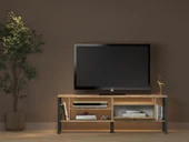 Lotus Led Işıklı Özel Tasarım Metal Ayaklı Minifiksli Tv Ünitesi - Tv Sehpası 140 Cm - 5