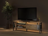 Lotus Led Işıklı Özel Tasarım Metal Ayaklı Minifiksli Tv Ünitesi - Tv Sehpası 140 Cm - 3