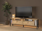 Roma Led Işıklı  Özel Tasarım Metal Ayaklı Minifiksli Tv Ünitesi - Tv Sehpası 160 Cm - 4