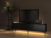 Paris Led Işıklı Dolaplı Minifiksli 160 Cm Tv Ünitesi - Tv Sehpası - Wood Siyah - 3