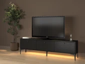 Paris Led Işıklı Dolaplı Minifiksli 160 Cm Tv Ünitesi - Tv Sehpası - Wood Siyah - 2