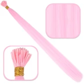 Fiber Sentetik Boncuk Kaynaklık Renkli Saç - Şeker Pembe - 100 Adet - 1
