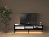 Paris Led Işıklı Dolaplı Minifiksli 160 Cm Tv Ünitesi - Tv Sehpası - Wood Siyah - 5