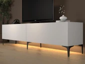 Napoli 200 Cm Led Işıklı Geniş Dolaplı Minifiksli Tv Ünitesi - Tv Sehpası - Beyaz - 2