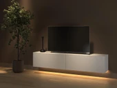 Rami Duvara Monte Led Işıklı, Dolaplı Tv Ünitesi - Tv Sehpası - Minifiksli - Beyaz thumbnail 3