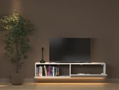 Rami Duvara Monte Led Işıklı, Dolaplı Tv Ünitesi - Tv Sehpası - Minifiksli - Beyaz thumbnail 5